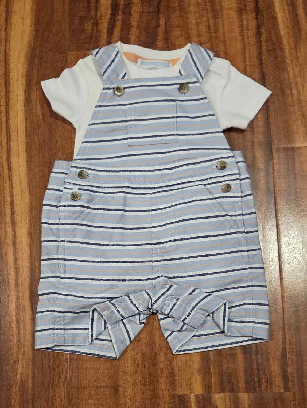 Janie and Jack NWT 0-3 Months Striped Shortall and Pelican Bodysuit